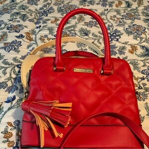 Steve Madden Red Quilted Satchel with Tassel